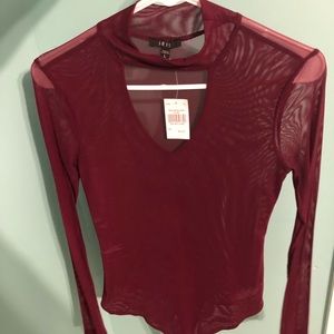 Maroon mesh body suit